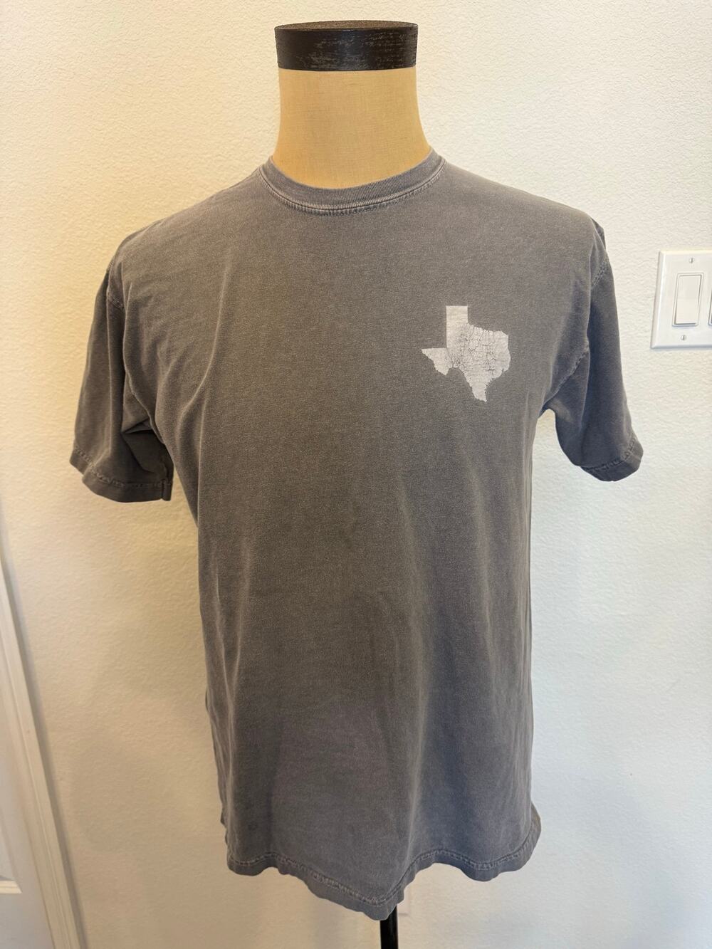 Texas Est 1845 Comfort Colors Gray Flag Tee  T Shirt Men size M